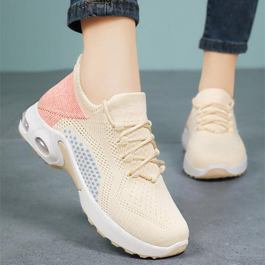 Lace-up Air Cushion Sneakers Women Flying Woven Breathable Casual Mesh Shoes Summer Mr Lou’s Place