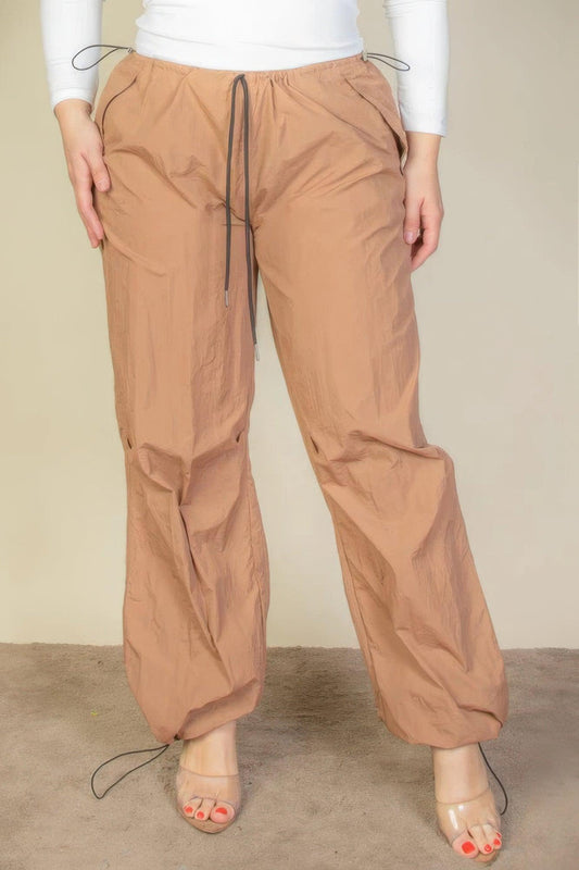 Plus Size Drawstring Waist Parachute Pants CCWHOLESALECLOTHING