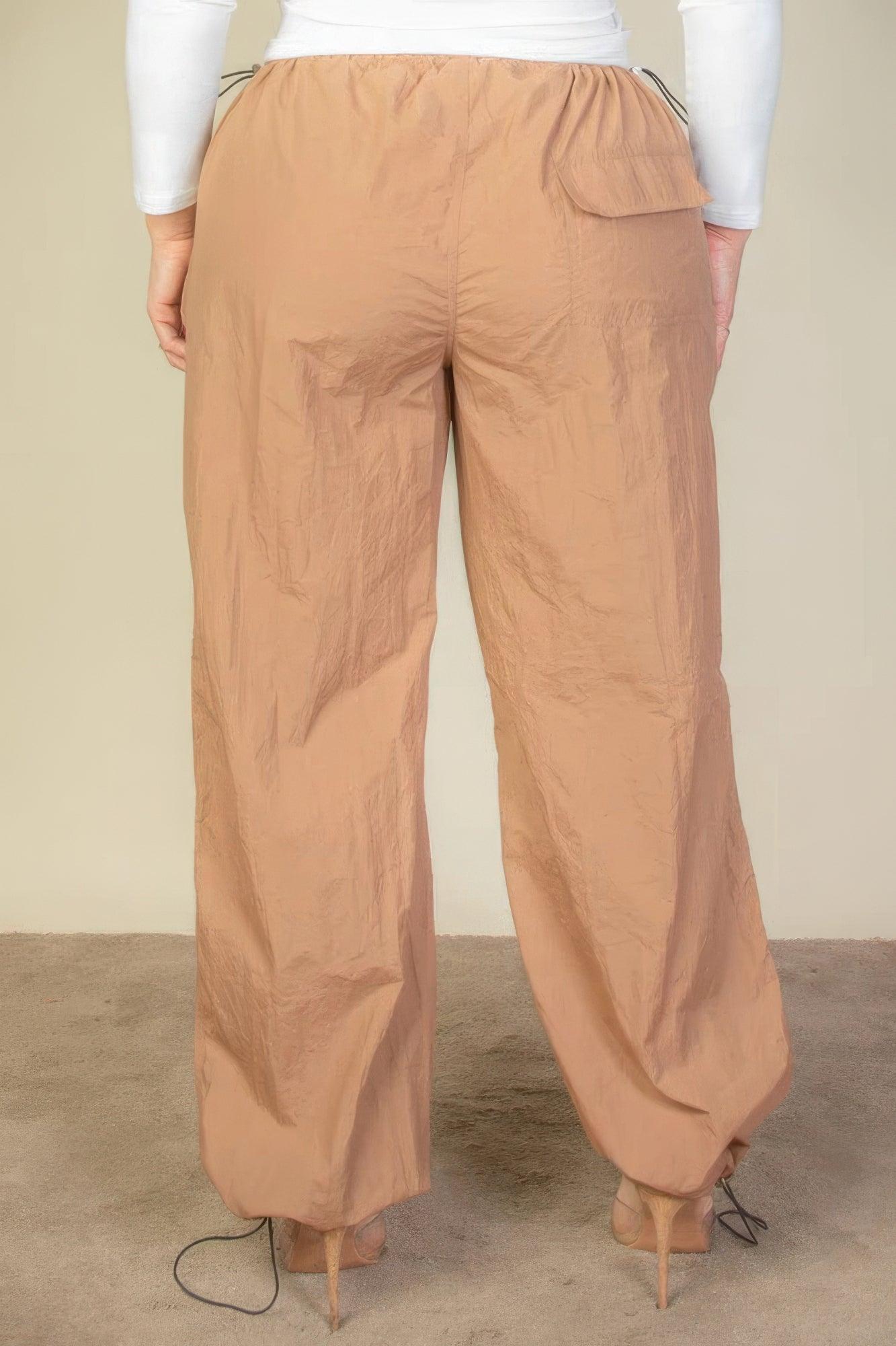 Plus Size Drawstring Waist Parachute Pants CCWHOLESALECLOTHING