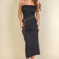 Solid Bodycon Split Hem Tube Dress CCWHOLESALECLOTHING