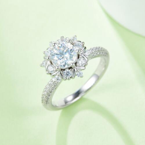 1 Carat Moissanite 925 Sterling Silver Flower Shape Ring Trendsi