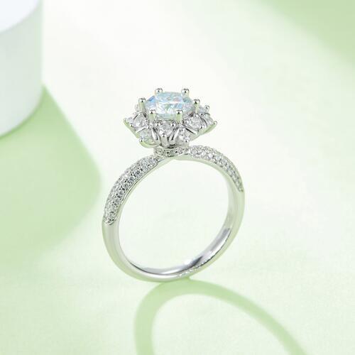 1 Carat Moissanite 925 Sterling Silver Flower Shape Ring Trendsi