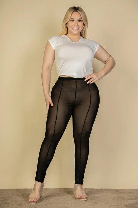 Plus Size Seam Front High Waist Mesh Leggings Mr Lou’s Place