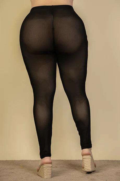 Plus Size Seam Front High Waist Mesh Leggings Mr Lou’s Place