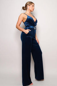 Samba Rhinestone Belt Velvet Jumpsuit Mr Lou’s Place