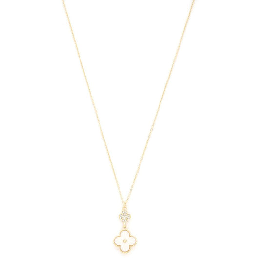 Double Clover Charm Necklace Trendsi