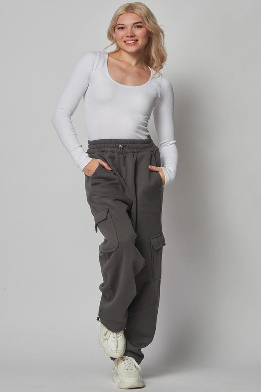 Fleece Lined Cargo Sweat Jogger Pants Mr Lou’s Place