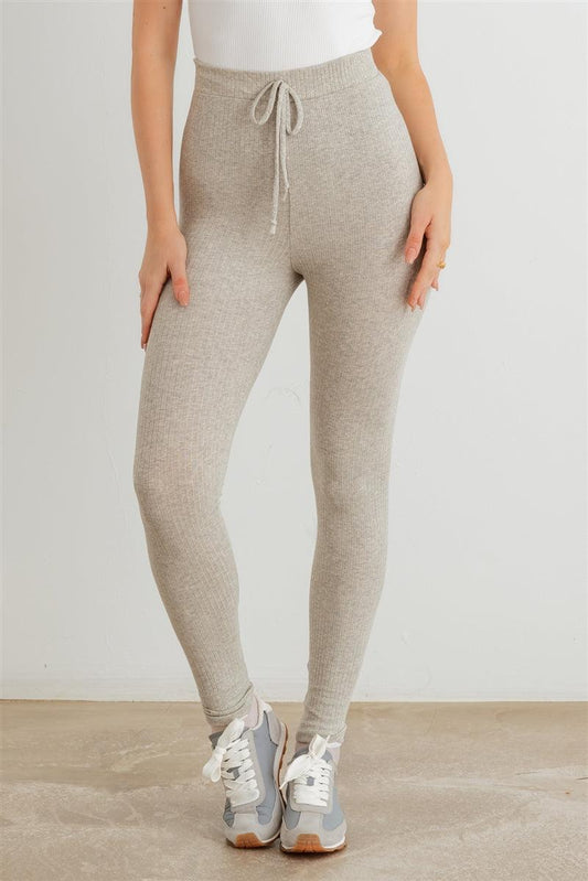 Ribbed High Waist Drawstring Leggings Mr Lou’s Place