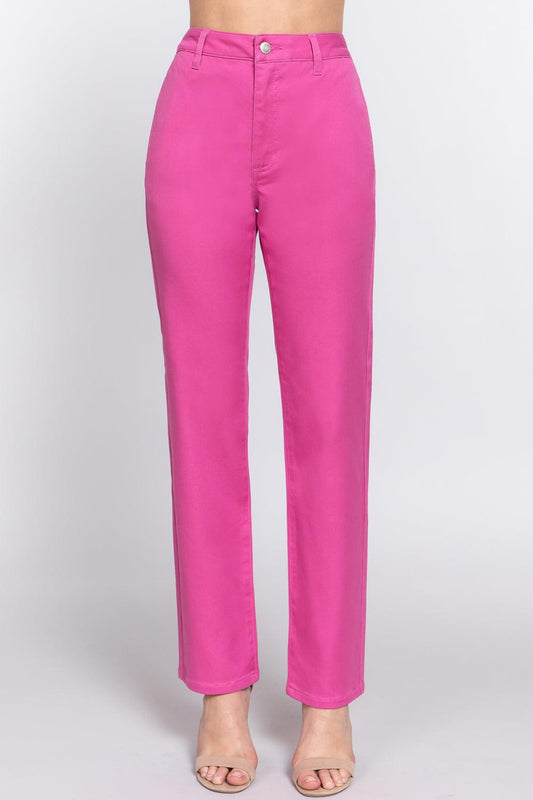 Straight Fit Twill Long Pants Trendsi