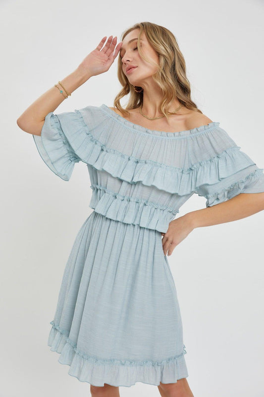 Off Shoulder Ruffle Dress Mr Lou’s Place