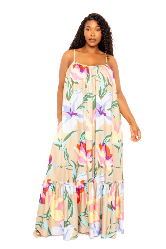 Printed Voluminous Maxi Dress Mr Lou’s Place