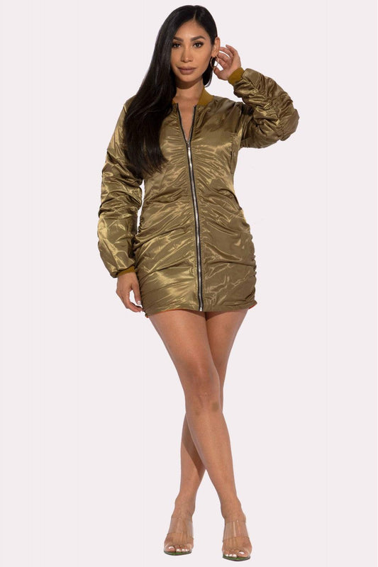 Backless Bomber Mini Dress CCWHOLESALECLOTHING