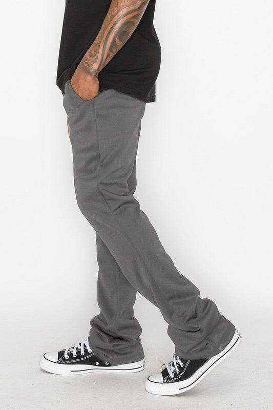 Solid Flare Stacked Track Pants Mr Lou’s Place