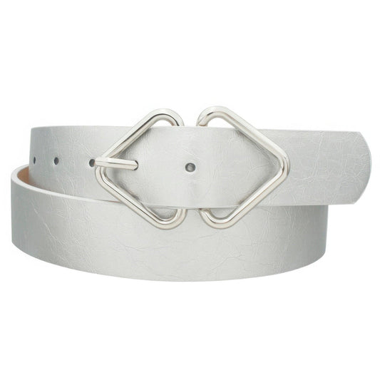 Mirrored Triangle Cracked Pu Buckle Belt CCWHOLESALECLOTHING