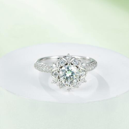 1 Carat Moissanite 925 Sterling Silver Flower Shape Ring Trendsi